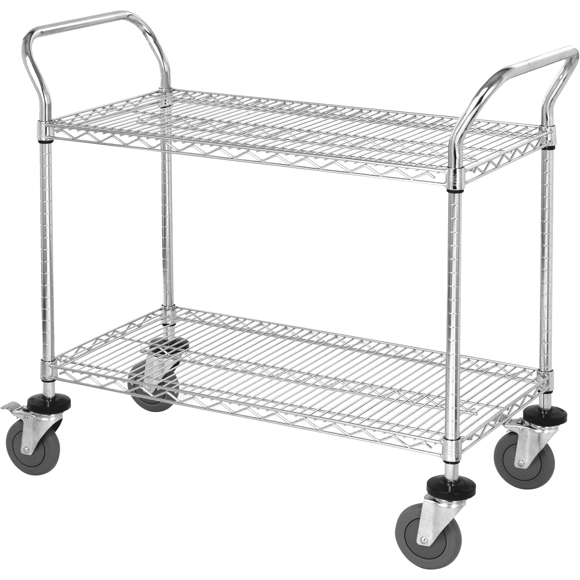 Quantum Wire Shelving Mobile Wheeled Utility Cart, 2 Shelves, 24in. x 42in. x 38in., Model# WRC-2442-2